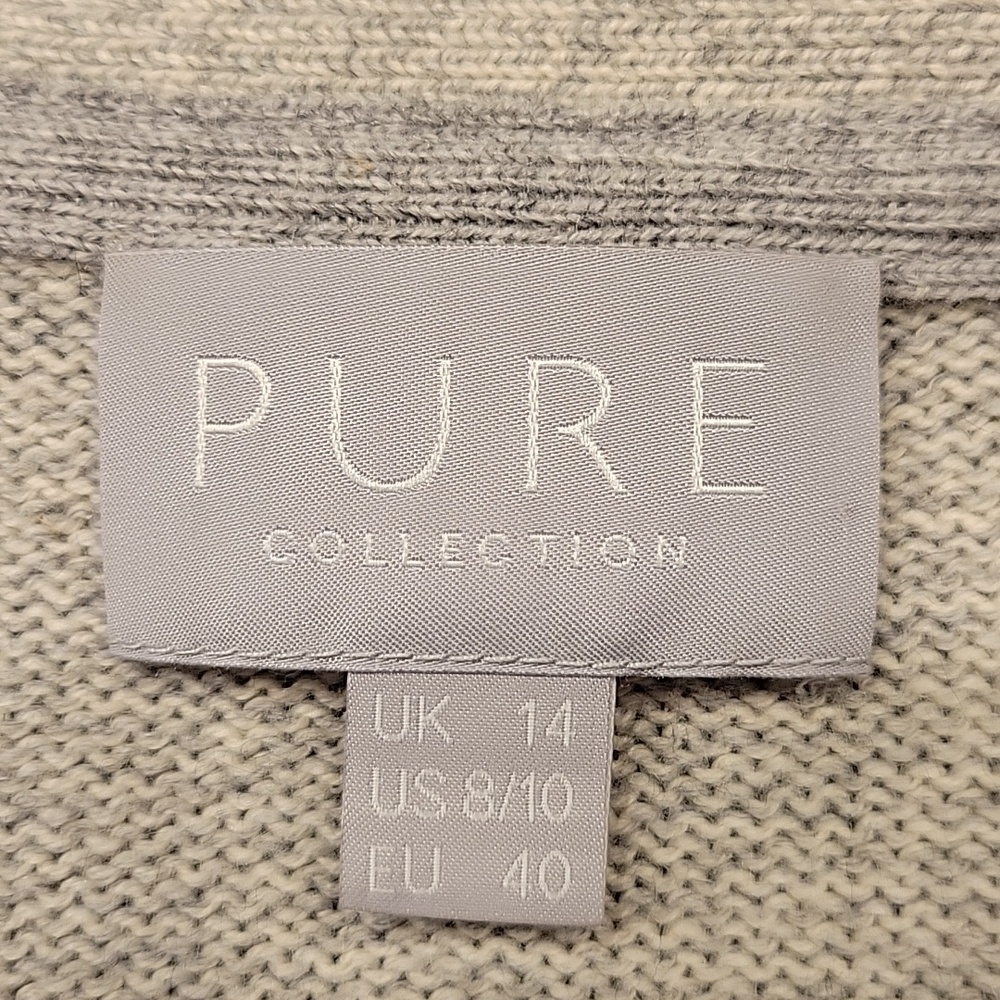 Pure Collection Light Gray Long Button-Front Cardigan - Picture 3 of 4